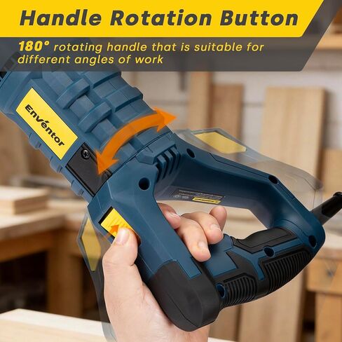 Enventor 7A/850W Electric Reciprocating Saw Corded for Wood, Metal Cutting | 6 Saw Blades, 1-1/10" Variable Speed Adjustment, 0-45° Degree Adjustment, 6-level Speed Adjustment, 0-2,800 SPM in Kuwait