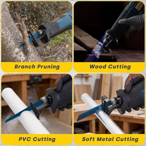 Enventor 7A/850W Electric Reciprocating Saw Corded for Wood, Metal Cutting | 6 Saw Blades, 1-1/10" Variable Speed Adjustment, 0-45° Degree Adjustment, 6-level Speed Adjustment, 0-2,800 SPM in Kuwait