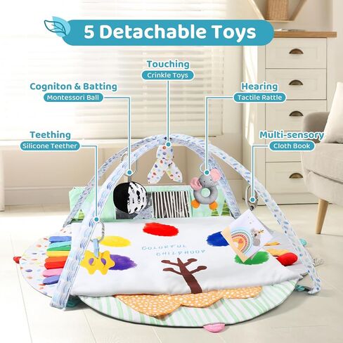 BLF FUN Sensory Baby Play Mat, Montessori Inspired Play Gym Mat for Infants, Machine Washable Activity Mat, Christmas Birthday Gifts for Toddlers 0-6-12-18 Months in Kuwait