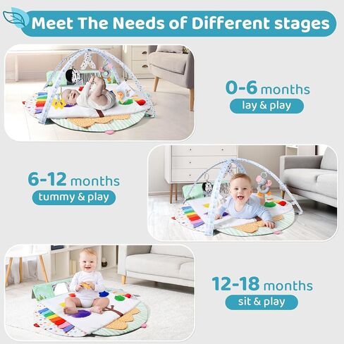 BLF FUN Sensory Baby Play Mat, Montessori Inspired Play Gym Mat for Infants, Machine Washable Activity Mat, Christmas Birthday Gifts for Toddlers 0-6-12-18 Months in Kuwait