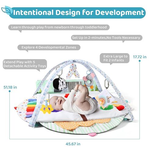 BLF FUN Sensory Baby Play Mat, Montessori Inspired Play Gym Mat for Infants, Machine Washable Activity Mat, Christmas Birthday Gifts for Toddlers 0-6-12-18 Months in Kuwait
