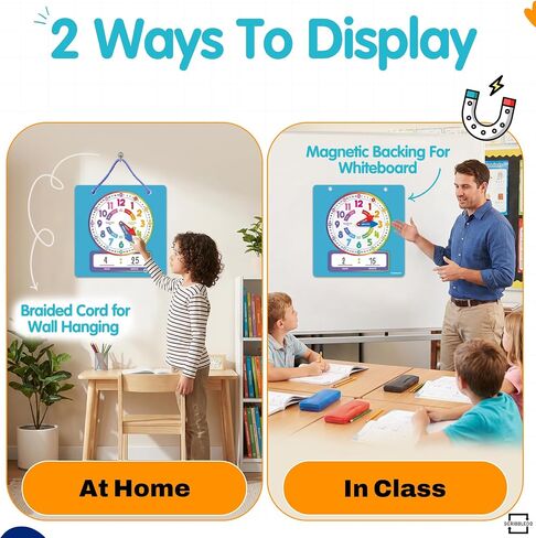 Scribbledo Dry Erase Teaching Clock Magnetic Learning Clock Board, 13×13 Inches, Includes 2 Markers and Hanging String, Build Time-Telling Skills at School or Home in Kuwait