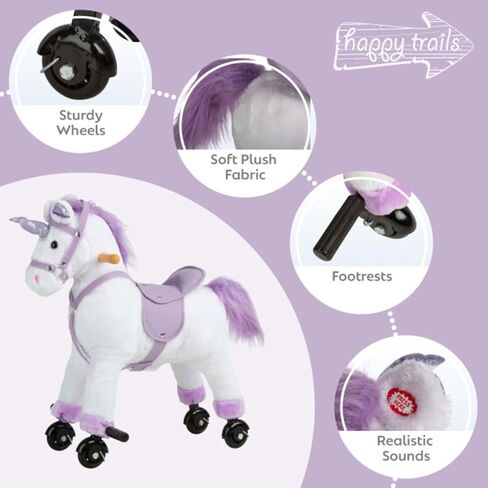 Ride on Horse - Walking Unicorn Toys with Wheels and Sounds - Ride on Toys for Kids Aged 3 and Up - Plush Kids Ride on Toys by Happy Trails in Kuwait
