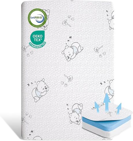 Pack and Play Mattress, 38"x26" Dual-Sided Mattress for Pack n Play with Ultra-Soft Jacquard Cover, Breathable Gel Memory Foam Pack N Play Mattresses in Kuwait