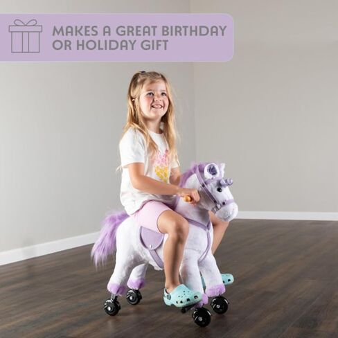 Ride on Horse - Walking Unicorn Toys with Wheels and Sounds - Ride on Toys for Kids Aged 3 and Up - Plush Kids Ride on Toys by Happy Trails in Kuwait