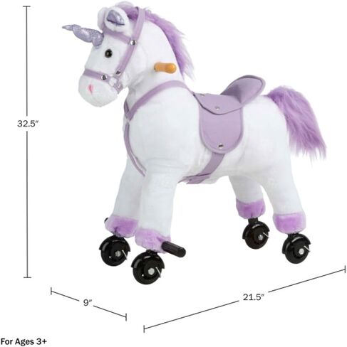 Ride on Horse - Walking Unicorn Toys with Wheels and Sounds - Ride on Toys for Kids Aged 3 and Up - Plush Kids Ride on Toys by Happy Trails in Kuwait