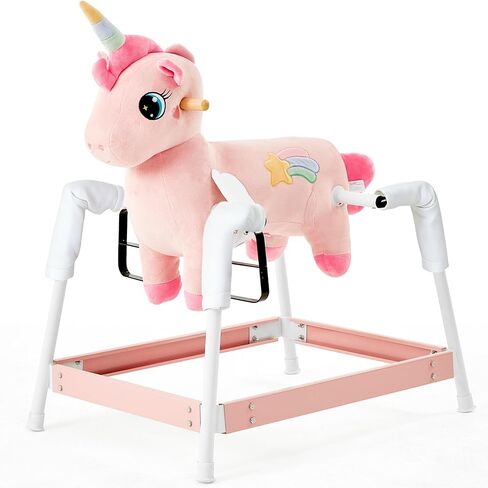 FUNLIO Unicorn Spring Rocking Horse for Kids 3-6, Rainbow Fairy Ride on Horse with Covered Spring & Sturdy Frame, Neighing & Galloping Sound for Pretend Play, Horse Toys Gift, CPC & CE Certified-Pink in Kuwait