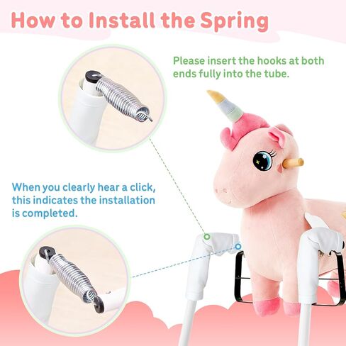 FUNLIO Unicorn Spring Rocking Horse for Kids 3-6, Rainbow Fairy Ride on Horse with Covered Spring & Sturdy Frame, Neighing & Galloping Sound for Pretend Play, Horse Toys Gift, CPC & CE Certified-Pink in Kuwait