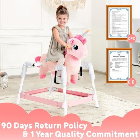 FUNLIO Unicorn Spring Rocking Horse for Kids 3-6, Rainbow Fairy Ride on Horse with Covered Spring & Sturdy Frame, Neighing & Galloping Sound for Pretend Play, Horse Toys Gift, CPC & CE Certified-Pink in Kuwait