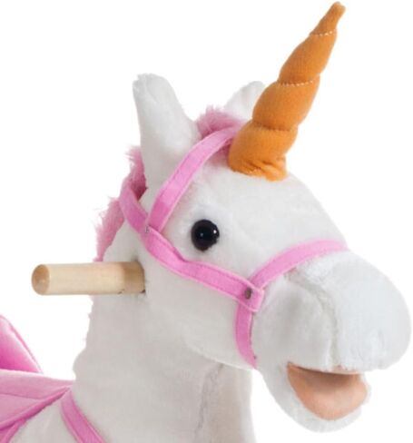 Rocking Horse - Soft and Plush Ride-On Unicorn with Sturdy Wooden Base - Hand-Crafted Toy Rocker for Toddlers Ages 3 and Up by Happy Trails (White) in Kuwait