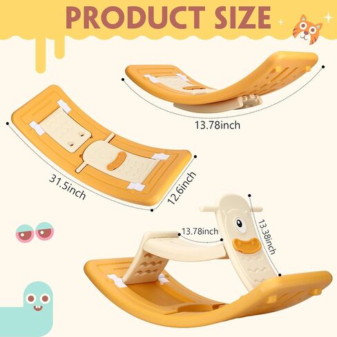 Rocking Horse for Toddlers Kids 3 in 1 Wobble Balance Board 3-5 Year Old Rocker Balance Board Baby Rocking Toy with Pedal Backrest Birthday Gift Open Ended Learning Toy for Girl and Boy in Kuwait