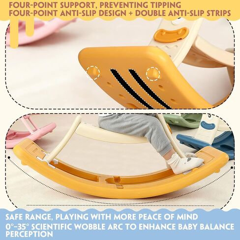 Rocking Horse for Toddlers Kids 3 in 1 Wobble Balance Board 3-5 Year Old Rocker Balance Board Baby Rocking Toy with Pedal Backrest Birthday Gift Open Ended Learning Toy for Girl and Boy in Kuwait