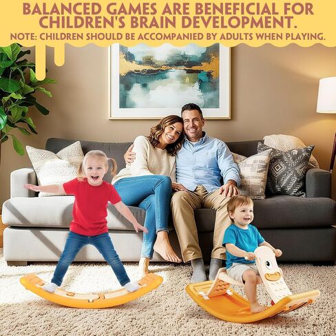 Rocking Horse for Toddlers Kids 3 in 1 Wobble Balance Board 3-5 Year Old Rocker Balance Board Baby Rocking Toy with Pedal Backrest Birthday Gift Open Ended Learning Toy for Girl and Boy in Kuwait