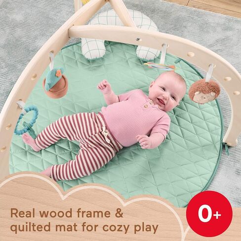 Fisher-Price Wood Baby Playmat Lay & Play Deluxe Activity Gym with Wooden Frame & Tummy Time Sensory Toys for Newborns 0+ Months in Kuwait