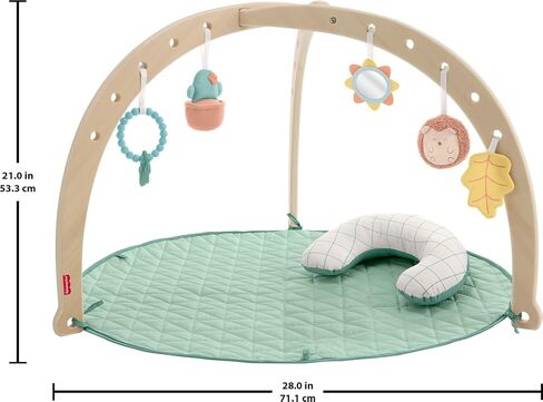 Fisher-Price Wood Baby Playmat Lay & Play Deluxe Activity Gym with Wooden Frame & Tummy Time Sensory Toys for Newborns 0+ Months in Kuwait