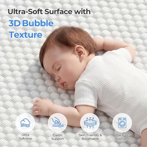 Yobear 1.5" Custom Fit Mattress Pack and Play & Baby Bassinet– Dual Sided, Removable & Washable Cover, Gel-Infused Foam(Grey) in Kuwait