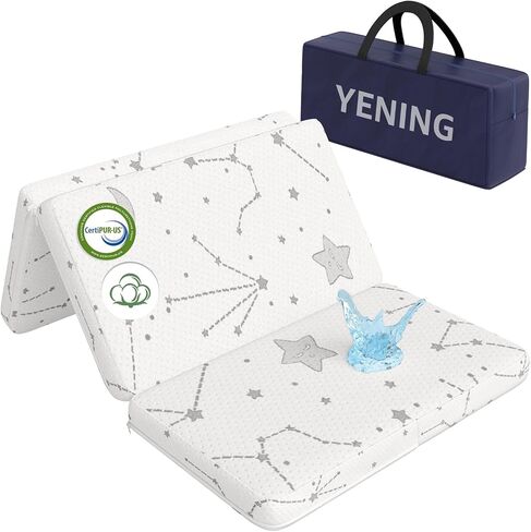 YENING Organic Cotton Trifold Pack and Play Mattress Pad Foldable 38x26 Waterproof Baby Mattress for Pack N Play Matress Topper Breathable in Kuwait