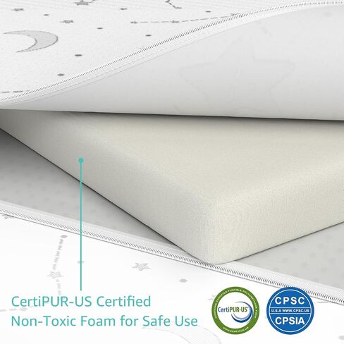 YENING Organic Cotton Trifold Pack and Play Mattress Pad Foldable 38x26 Waterproof Baby Mattress for Pack N Play Matress Topper Breathable in Kuwait