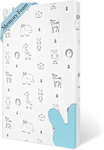 Pack and Play Mattress Pad, 38"x26" Firmness Memory Foam Thick Pack N Play Mattresses Topper, Portable Dual-Sided Mattress for Pack n Play with Breathable Animal Pattern Cover in Kuwait