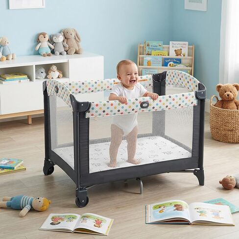 Pack and Play Mattress Pad, 38"x26" Firmness Memory Foam Thick Pack N Play Mattresses Topper, Portable Dual-Sided Mattress for Pack n Play with Breathable Animal Pattern Cover in Kuwait