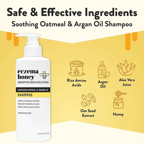 ECZEMA HONEY Nourishing Shampoo - Helps with Psoriasis, Dermatitis, & Flaking - Daily Dandruff Shampoo & Scalp Care - Itchy Scalp Treatment for Men, Women & Kids (8 Oz) in Kuwait