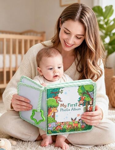 Baby's My First Family Photo Album Soft Photo Cloth Book | Holds 4x6inches Pictures Baby Memory Album Gift for Newborn Baby Shower Family Photos in Kuwait