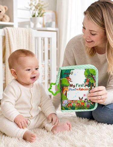 Baby's My First Family Photo Album Soft Photo Cloth Book | Holds 4x6inches Pictures Baby Memory Album Gift for Newborn Baby Shower Family Photos in Kuwait