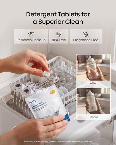 eufy Baby Bottle Washer Maintenance Kit: Water Softener, 180 Detergent Tabs | Includes: Water Softener 3 Pcs, Detergent Tablets 180 Pcs, Descaling Tablets 6 Pcs, Filter 1 Pcs in Kuwait