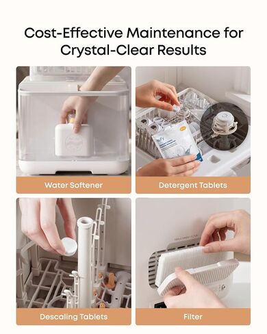 eufy Baby Bottle Washer Maintenance Kit: Water Softener, 180 Detergent Tabs | Includes: Water Softener 3 Pcs, Detergent Tablets 180 Pcs, Descaling Tablets 6 Pcs, Filter 1 Pcs in Kuwait