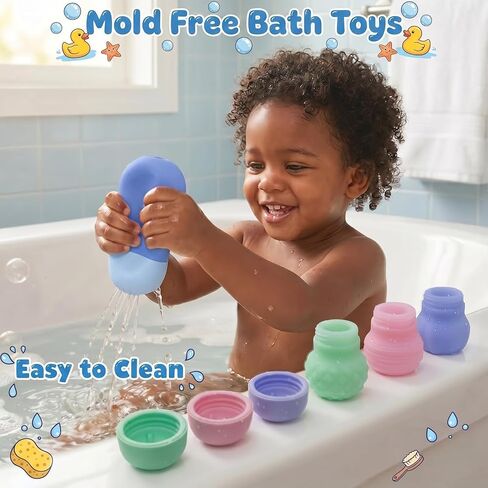 Sizobi Baby Bath Toys, Pool Water Toys Toddler Bath Toys for Kids Ages 1-3, 1 Year Old Boy Girl Sensory Squeezing Water Bathtub Toys, Baby 6-12-18 Months Bathtub Outdoor Water Table Toy,Birthday Gifts in Kuwait
