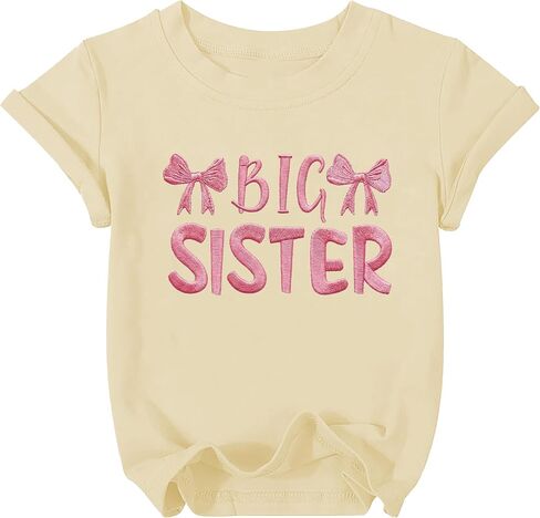 Eatbook Big Sister Shirt for Girls Toddler Big Sis Promoted to Big Sister Summer Short Sleeve T-Shirt in Kuwait
