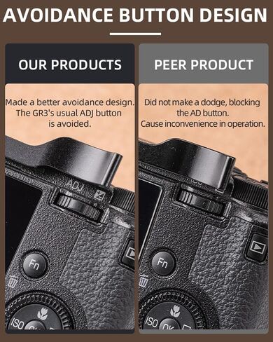 Finger Grip for Ricoh GR III/GR IIIx,CNC Precision Machined, Ultra-Thin, Avoids Button Design in Kuwait