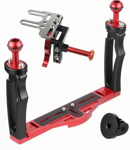Gralara Double Hand Grip Camera Rig Adjustable Underwater Camera Ball Heads Mount Head Photo Gear, Handheld Stabilizer with Shutter and Adapter in Kuwait