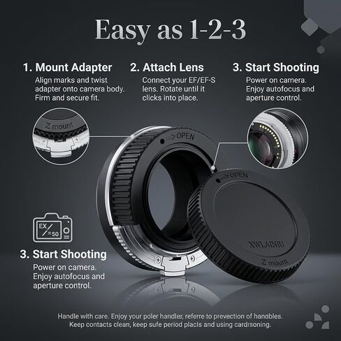 E-Z Auto Focus Adapter for Sony E to Nikon Z Mount | Convert Sony E to Nikon Z with full AF, IS, EXIF, CNC alloy, zero image loss, fits Z5/Z6/Z7/Z8/Zfc. in Kuwait