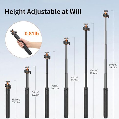 VRIG 2-in-1 Tripod for Insta 360 Ace Pro 2 with Quick Release Adapter Mount | 55" Selfie Stick Tripod Extension Rod (1/4" Screw + Magnetic Base) Compatible with Insta 360 X5, X4 Air, Ace Pro Accessories in Kuwait