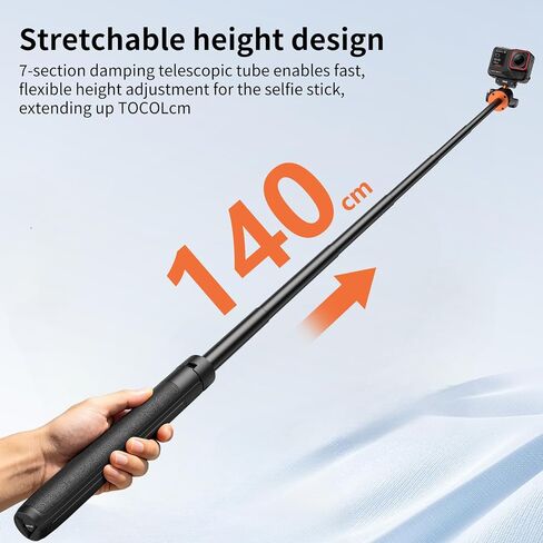 VRIG 2-in-1 Tripod for Insta 360 Ace Pro 2 with Quick Release Adapter Mount | 55" Selfie Stick Tripod Extension Rod (1/4" Screw + Magnetic Base) Compatible with Insta 360 X5, X4 Air, Ace Pro Accessories in Kuwait