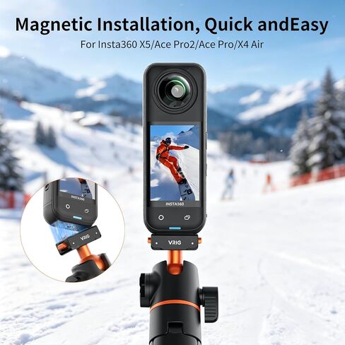 VRIG 2-in-1 Tripod for Insta 360 Ace Pro 2 with Quick Release Adapter Mount | 55" Selfie Stick Tripod Extension Rod (1/4" Screw + Magnetic Base) Compatible with Insta 360 X5, X4 Air, Ace Pro Accessories in Kuwait
