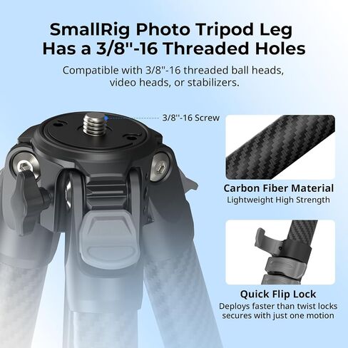 SmallRig Portable Travel Photo Tripod, Carbon Fiber Compact Tripod for Outdoor Photography, 5kg Load, Smooth Ball Head with 90° Vertical Shooting, 180° Reversible Center Column in Kuwait