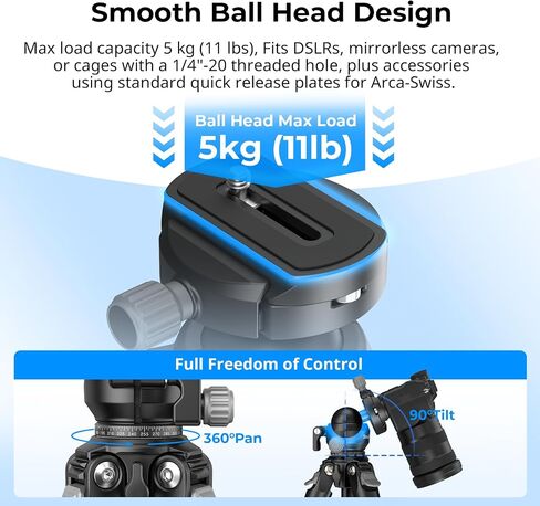 SmallRig Portable Travel Photo Tripod, Carbon Fiber Compact Tripod for Outdoor Photography, 5kg Load, Smooth Ball Head with 90° Vertical Shooting, 180° Reversible Center Column in Kuwait