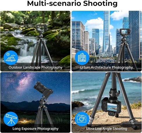 SmallRig Portable Travel Photo Tripod, Carbon Fiber Compact Tripod for Outdoor Photography, 5kg Load, Smooth Ball Head with 90° Vertical Shooting, 180° Reversible Center Column in Kuwait