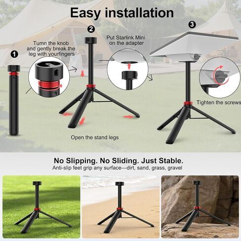 Starlink Mini Tripod with Aluminum Tripod Adapter Compatible with New & Old Pipe Adapters, Lightweight and Portable Tripod Stand for Outdoor Camping, Hiking, RV Travel, Starlink Mini Accessories in Kuwait
