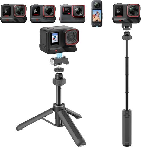 AGVEE Selfie Stick Tripod for Insta360 X5/Ace Pro/Pro 2 Camera | Magnetic Quick Release Mount Accessories, Reinforced Nylon-Fiberglass Legs, Desktop Portable Vlog Travel Extension Rod in Kuwait