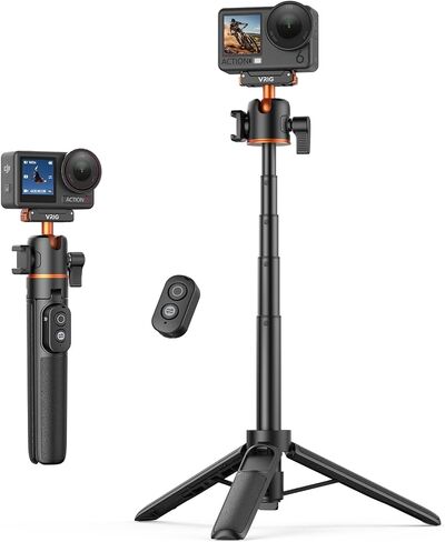 VRIG 21.4" Osmo Action Selfie Stick Tripod for DJI Action 6/5 Pro/4,Osmo 360,Portable Handle Grip w Bluetooth Remote & 360° Ball Head,Travel Vlogging Stand/Accessories for Video Recording in Kuwait