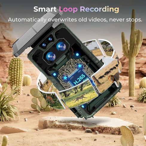 VOOPEAK WiFi Trail Camera 4K Game Camera Starlight Night Vision Dual Lens | Solar Powered No Subscription Trail Camera 0.1s Trigger, IP66 Waterproof, Motion Activated for Wildlife Monitoring & Security in Kuwait