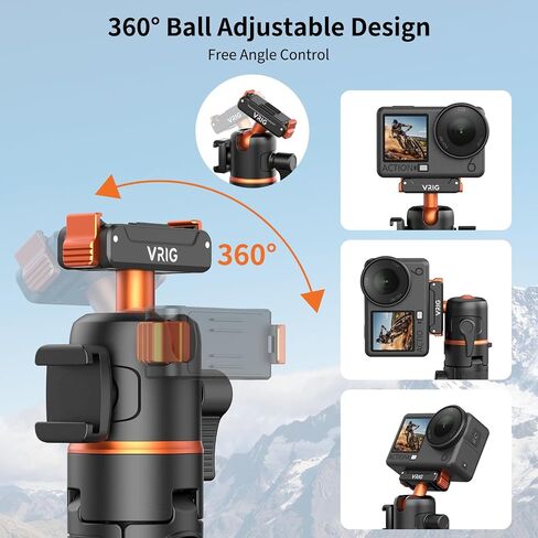 VRIG 21.4" Osmo Action Selfie Stick Tripod for DJI Action 6/5 Pro/4,Osmo 360,Portable Handle Grip w Bluetooth Remote & 360° Ball Head,Travel Vlogging Stand/Accessories for Video Recording in Kuwait