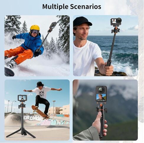 VRIG 21.4" Osmo Action Selfie Stick Tripod for DJI Action 6/5 Pro/4,Osmo 360,Portable Handle Grip w Bluetooth Remote & 360° Ball Head,Travel Vlogging Stand/Accessories for Video Recording in Kuwait