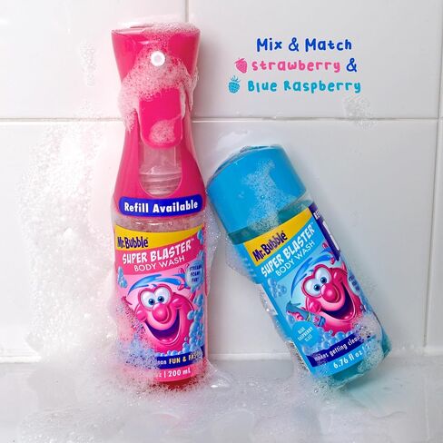 Mr. Bubble Super Blaster Body Wash, Blue Raspberry Blast Scent, Fun Body Wash Sprayer for Kids Shower and Bath, 6.76 fl oz in Kuwait