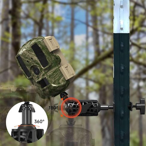 T Post Trail Camera Mount, T-Post Trail Camera Holder with 360° Adjustable Ball Head, Tool-Free 1/4"-20 Game Camera Mounting Bracket for Hunting, Wildlife, Farm Security, 4 Packs in Kuwait