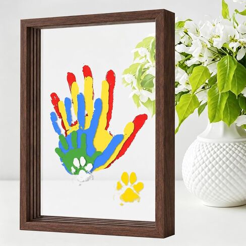 Haxedcled Family Handprint Kit, Handprint Frame Kit, DIY Craft Keepsake with Wooden Frame, Meaningful Gift for New Parents, New Mom, Mother's Day, Father's Day, Anniversary and Adoption Day (White) in Kuwait