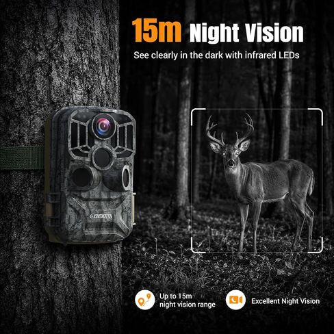 DEATTI 4K 48MP Trail Camera WiFi Bluetooth Connection,Game Camera with 0.1s Trigger Time,Night Vision Motion Activated Wildlife Camera with 8 Batteries,32 GB SD Card, IP66 Waterproof for Deer Outdoor in Kuwait